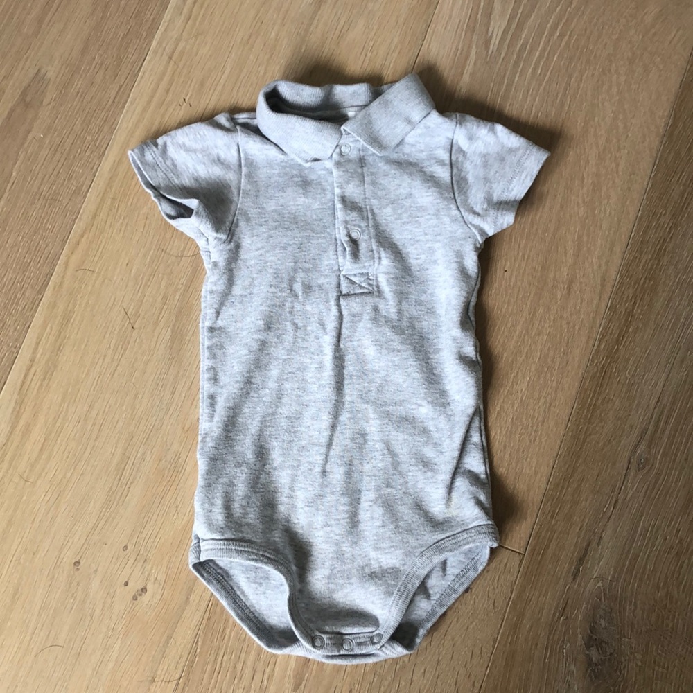 Petit Bateau Grey Polo Bodysuit, 18 Month.
